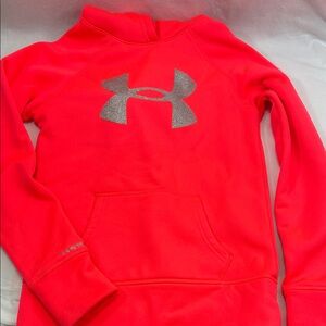 Under Armour Storm Neon Pink Red Hoodie with Silver Logo Y M Medium